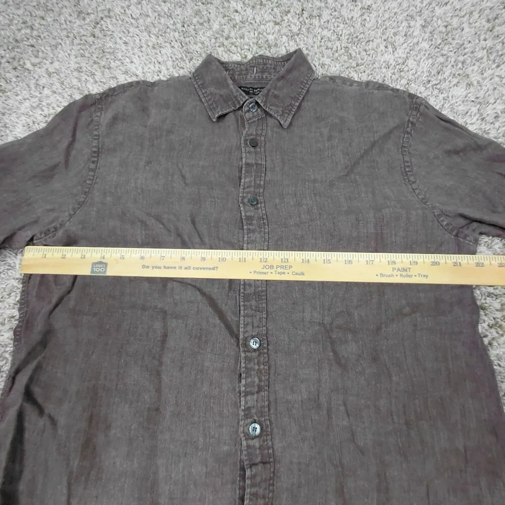 Banana Republic 100% Linen Button Up Shirt Mens Large Dark Burgundy Standard Fit